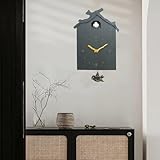 Kamanan Cuckoo Kuckucksuhr mit Vogelstimme, Modern Pendeluhr Wanduhr mit Nachtruhefunktion, Moderne Kuckucksuhr mit Pendel, Batteriebetrieben Moderne Schwarzwalduhr Heimdekoration