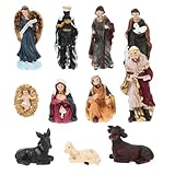 Krippen Figur Set Heilige Familie - Christus Geburt von Jesus Statue Set für Weihnachten Dekoration - Religiöse 11-teilige Krippen Szene