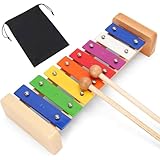 Xylophon Glockenspiel Aus Holz, Buntes Musikinstrument Für Erwachsene Und Kinder, Inklusive 2 Schlägel, Geeignet Die Oben Genannten Xylophon Kinder 1 Jahr, 8 Töne Für Kreativen Musikspaß