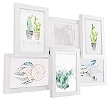 EUGAD Bilderrahmen Collage für 6 Bilder 10x15 cm, MDF-Holz Fotorahmen für Mehrere Fotos, Mehrfach Fotocollage zum Aufhängen einzeln oder zusammengestellt, Horizontal/Vertikal Fotorahmen, Weiß