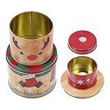 SHERCHPRY Weihnachts-Weißblech, Süßigkeitenbox, Kekse, Leckereien, Schokolade, Geschenkdose, Weißblech, Keksdosen, drei Schichten, Geschenkbox, Keksbehälter (gelb), Weihnachts-Süßigkeitenform, leer