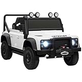 AIYAPLAY Kinder Elektroauto, Land Rover Defender 110 SVX 12V 7Ah Kinderauto mit Fernbedienung, 2 Motor, Kinderfahrzeug mit Softstart, Soft Stopp, 4 Stoßdämpfer, Hupe, MP3, Licht für 3-5 Jahre Weiß