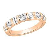 Dazzlingrock Collection Ehering für Damen mit runden und Baguette-Diamanten (1 Karat) aus 18 Karat Gold, 6
