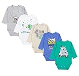 TupTam Baby Unisex Langarm Body mit Aufdruck Spruch 5er Pack, Farbe: Junge 4, Größe: 98