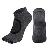 FnnEmg Zehensocken Damen Professionelle Fünf-Zeh-Yoga-Socken Offene Zehe atmungsaktive Anti-Rutsch-Pilates Socke Frauen Fitness-Toe-Halb-Zeh-Socke for Balletttanz Zehensocken (Size : Gray)