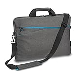 Pedea - Laptoptasche *Fashion* Notebook-Tasche bis 15,6 Zoll - Laptop Umhängetasche mit Schultergurt - Laptophülle grau - Notebooktasche für Damen & Herren