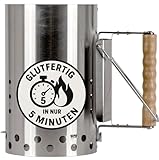 Petromax Anzündkamin XL (6,5L) – Robuster Edelstahl Grillanzünder mit Holzgriff & Hitzeschutz, für Holzkohle, Grillbriketts & Grillkohle