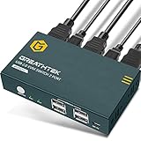 HDMI KVM Switch USB 2 Port 4K,4 USB 2.0,4K@60Hz,KVM Switch 2 PC 1 Monitor,HDMI2.0,HDCP2.2,KVM USB Umschalter,Ultra HD,mit 2 USB und 2 HDMI Kabeln