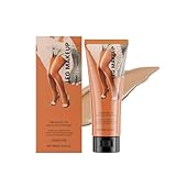 Leg Makeup Cream, Bein Make-up Creme mit Pinsel, Langanhaltende Abdeckung & Natürlicher Teint, Leichte Formel für Strahlende Beine (Mittlere Hautfarbe)