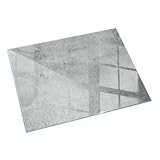 Kamin Bodenplatte Glas 120x80 cm Nachhaltig Wohnzimmer Rechteckig Spritzwasserschutz Sicherungsblech Bodenbelag Polierte Kanten Schutz vor Glut Herdboden - Rohe Betonstruktur