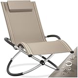 tectake® Outdoor Schaukelstuhl klappbar, Liegestuhl wetterfest, Relaxliege, belastbar bis 150kg, ergonomischer Relaxsessel, Möbel für Garten, Balkon, Sauna, Terrasse (beige)