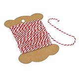 itenga Dekogarn Bastelschnur Kordel Bakers Twine Geschenkband Baumwollschnur Dekokordel für Gastgeschenke Adventskalender Geschenkverpackungen (10 m x 2 mm) (Rot/Weiß)