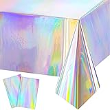Xinfin 2 Stück Party Tischdecke, Bunt Plastik Geburtstag Tischdecke, 137x274cm Rechteck Wasserdicht Tischtuch für Kinder Jungen Geburtstag Party Dekoration (Laser)