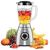 Uten Standmixer 2L, 1800 W Mixer Hochleistungsmixer, Pulse und 5 Geschwindigkeiten, Edelstahlgehäuse, 6 Klingen, macht Milchshake-Smoothies, Mahlbare Kaffeebohnen