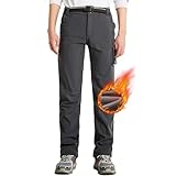 Wanderhose für Jungen, wasserdicht, mit Fleece gefüttert, Schneehose für Kinder, taktische Cargohose, Regenhose, Jagdhose für Jugendliche, Grau1927, 6-7 Jahre
