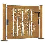 vidaXL Gartentor, Gartentür mit Bambus-Design, Abschließbar Hoftor Eingangstor für Garten Terrasse, Tor Zauntor Gartenpforte, 105x105 cm Cortenstahl
