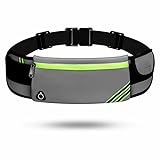 Lauftasche Jogging Wasserdicht, Laufgürtel für Handy, Läufer-Hüfttasche für Damen und Herren, Großer Kapazität Sportgürtel Verstellbarem Running Belt zum Radfahren (Grau)