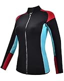 REALON Neoprenanzüge, Oberjacke für Damen und Herren, 2 mm, Neopren, langärmelig, 3 mm, Reißverschluss vorne, hält warm, für Erwachsene, Jugendliche, Kinder, Tauchen, Surfen, Schwimmen, Wassersport