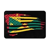 Rutschfester Schmutzfangmatte Amerikanische Flagge und Flagge von Grenada, Sauberlaufmatte, Haustür, Eingang, Schlafzimmer, weicher Matten 40X60cm