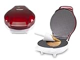 BEPER P101CUD002 Elektrisches Waffeleisen, 1000 W, Waffeleisen für Kegel 18 cm, wärmeisolierender Griff, Kegel-Zubehör inklusive, Weiß/Rot