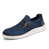 VGPSFN Herren Mokassins Flache Slipper Slip on Loafer Slipper Bootsschuhe Walkingschuhe Anzugschuhe Bequem Atmungsaktive Leichtgewichts Fitness Turnschuhe Dunkelblau EU 44