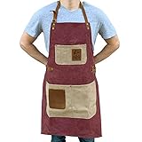 BBQ Butler Grillschürze – verstellbare Kochschürze aus Segeltuch – XXL – robuste Raucherschürze, Burgunder, Einheitsgröße