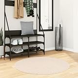 Tidyard Teppich Bambusmatte Wohnzimmerteppich Badezimmerteppich Bambusteppich rutschfest für Wohnzimmer,Läufer Küchenteppich Flurteppich HUARTE Kurzflor Weich und Waschbar Beige Ø 100 cm