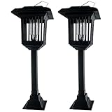 Solarbetriebener 2 Stück Moskito Zapper Outdoor Bug Killer mit Hochspannungsgitter Wasserdicht Solarladung für den Außenbereich