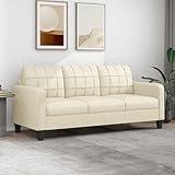 Hommdiy 3-Sitzer-Sofa Creme 180 cm Kunstleder