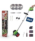 Genius Rotorazer 8 in1 Gartengerät Set 23-TLG. Akku Rasentrimmer Rasenkantenschneider Freischneider mit 2 Akku, Einstellbarer Schnitttiefe, 7 Messerscharfe Klinen, ausziehbare Teleskopstange, Garten