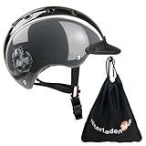 RL24 - Casco Kinder Reithelm Nori Hufeisen inkl. Schutzbeutel | Reitkappe für Mädchen & Jungen | Helm zum Reiten, Fahrrad- & Skifahren | Reiterhelm in Schwarz/Grau | Größe S (52-56 cm)