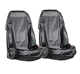 L&P Car Design GmbH A0077 2 Stück Auto Sitzschoner Werkstattschoner Sitzbezug aus robustem Kunstleder in Schwarz aus ECO Leder Schonbezug wasserdicht pflegeleicht robust langlebig PU in Schwarz