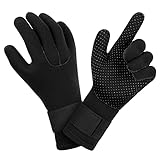 AUAUY Elastische Neoprenhandschuhe, 3 mm, Thermo-Neopren, Tauchhandschuhe mit elastischem Handgelenk und rutschfesten Partikeln, zum Tauchen, Schnorcheln, Surfen, Paddeln, Kajakfahren, Schwimmen (B-M)