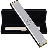 EASTROCK Mundharmonika C-Dur Harmonica mit Box 24-Loch Muntamonika für Student, Fortgeschrittene und Anfänger Silber und Schwarz (24 Löcher, Silber)…