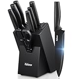 Yabano Messerblock Set, 8-teilig Küchenmesserset mit eingebautem Messerschärfer, Scharfe Edelstahl Küchenmesser mit Block, Rostfrei & Spülmaschinengeeignet, Ergonomischer Griff