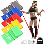 5 Stück Fitnessbänder Set, 1.5M Gymnastikband Resistance Bands in 5 Stärke Fitnessband Widerstandsbänder für Pilates Yoga Krafttraining für Männer und Frauen