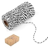 Schwarz und Weiß Bindfäden, 100m Baumwolle Weihnachten Bastelschnur, Bäckergarn Küchengarn für Handwerk, Geschenke Verpacken, Gartenarbeit, Weihnachten Dekoration
