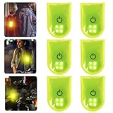 GOMETY LED Clip Blinklicht Reflektierende, 2 Modi 4 LED Reflective Clip Mit Magnet, PVC Wasserdicht Sicherheit Warnung Magnetclip für Schulranzen Rucksack Laufen (6, Fluoreszierendes Gelb)