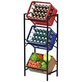 Lifewit Getränkeregal für 3 Getränkekisten, Schwarz Metall Getränkekistenregal,Stabiles Kistenregal mit Ebenen für Bier, Obst, Gemüse, Wasser; Küche/Speisekammer/Garage, Tragfähigkeit 150KG/Schicht