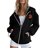 Generisch Sweatjacke Damen Hoodie Sweatshirt Casual Kapuzenjacke Oversize Zipper Sportjacken Langarm Einfarbig Pullover Oberteile Herbst College Jacken Reißverschluss Mantel Mit Taschen S-3Xl