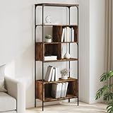 Bücherregal 5 Böden Räuchereiche 76x33x188,5 cm Holzwerkstoff Mehrzweckregal Raumteiler Standregal Aktenregal Büroregal Raumtrenner Regal Wandregal Aufbewahrungregal Wohnzimmer/ 839005