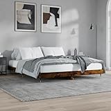 Gecheer Bettgestell Bett Jugendbett mit Lattenrost Polsterbett Bettrahmen Schlafzimmermöbel Schlafzimmerbett Designerbett Räuchereiche 200x200 cm Holzwerkstoff