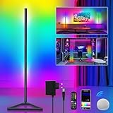 Banaone RGBIC Stehlampe Wohnzimmer Dimmbar, 140cm Smart RGB LED Standleuchte Ecklampe mit Fernbedienung und APP, 16 Millionen Farben, Musikmodi, Timing-Funktion für Schlafzimmer, Deko Wohnzimmer
