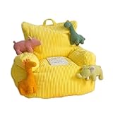 Gestreifter Plüsch-Sitzsack mit Armlehnen, Lazy Sofa-Sessel mit Füllung aus Schaumstoff, Flauschiges Lounge, Sessel, Einzelne Mini-Couch für Wohnzimmer, Schlafzimmer und Wohnheim (Gelb)