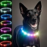 LED Hundehalsband 7 Farben 9 Leuchtmodi USB-aufladbares leuchtendes Halsband-Hund extra große Batteriekapazität mit bis zu 13+ Stunden Länge schneidbar