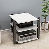 HiFi AV Medienschrank, 4-stöckig, Audio-Komponenten-Rack für Heimkino, CD-Verstärker und Lautsprecherständer, stilvolles weißes Design für Kinoausrüstung, Aufbewahrung