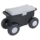 Maximex XXL-Gartenwagen mit Staufach, Fahrbarer Rollsitz für Gartenarbeit & Zuhause, Rücken- & Knieschonender Gartenhocker mit Rollen & Sitz, Robuster Garten Sitz Rollen bis 110 kg belastbar, 15 l