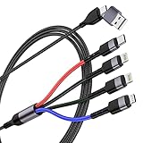 Multiuniverselles Handy-Ladekabel, 1,8 m, USB A / Typ C auf Lightning x 2 + Typ C + Micro-USB, 6-in-1, geflochtenes Nylon-Sync-Ladekabel, Adapter für Android/iPhone/iOS/Samsung/Huawei-Uber Schilder