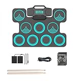 Elektrisches Schlagzeug-Set mit 9 Trommeln, Kinder-Übungspad, elektronisches Schlagzeug-Set mit eingebautem Drumstick, Kopfhörer-Ausgang