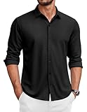 COOFANDY Hemden Herren Langarm Business Hemd Herren Regular Fit Men's Casual Shirts Freizeithemd Bügelfrei Hemd Schwarz L